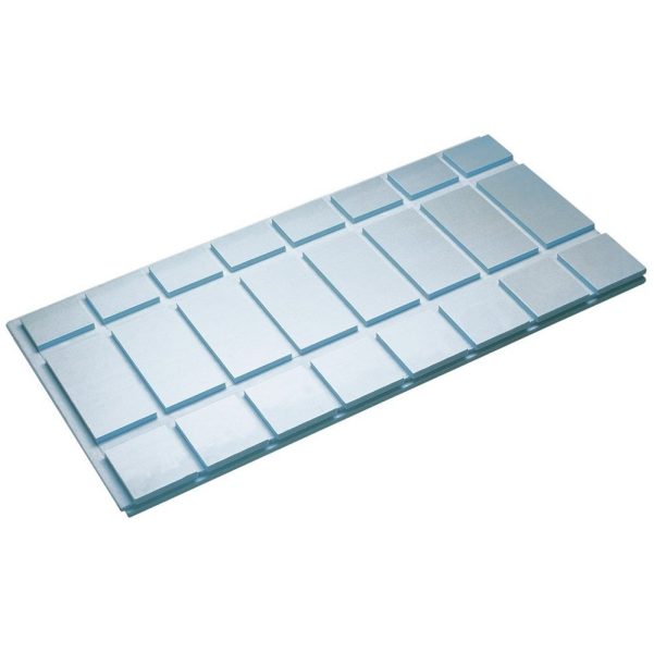 Yüksek yoğunluklu, yüzeyi zırhlı, binili kenar profile sahip ekstrüde polistren (XPS) özel tasarımlı bir ısı yalıtım plakası.